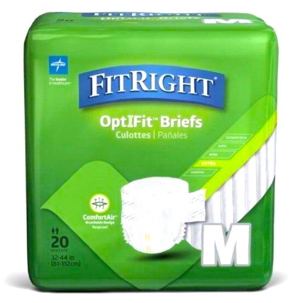 Medline FitRight OptiFit Disposable Brief 20 Count size M 32-44” Adult Diapers